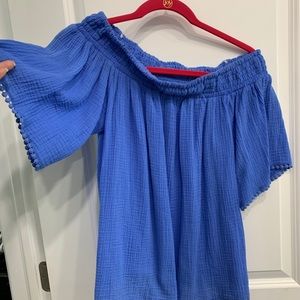 Blue off the shoulder blouse